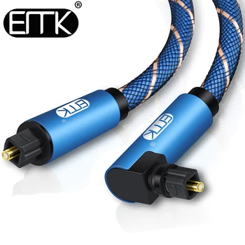 EMK 90-градусный Оптический кабель Прямоугольный Цифровой Аудио кабель Toslink с Волоконно-оптической оплеткой 1 м 2 м 3 м 5 м для звуковой панели к телевизору