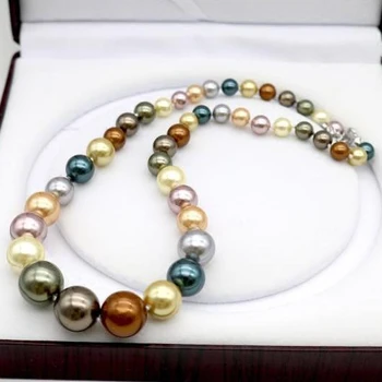 Жемчуг 8-16 мм, большие круглые бусины в виде ракушек, ожерелье-башня, цепочка, разноцветное ожерелье с постепенным изменением цвета для мамы и подруги