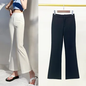 Белые Расклешенные брюки для гольфа, женская летняя спортивная одежда для гольфа С высокой талией, тонкие стрейчевые Повседневные Укороченные расклешенные брюки, тренд