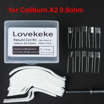 10 Коробок Lovekeke DIY Tool Rebuild Coil Kit для Caliburn A2 0.9ohm Ni80 A1 Mesh Core Head