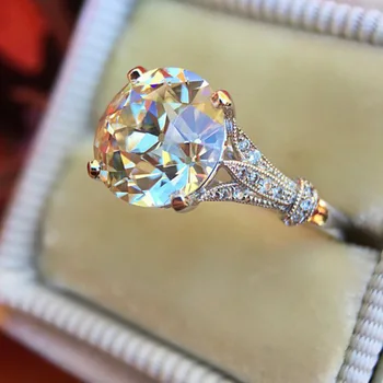 Модные обручальные кольца из стерлингового серебра 925 пробы для женщин, Крупный циркон, блестящий высококачественный камень CZ, обручальное кольцо для свадебной вечеринки jlkjf