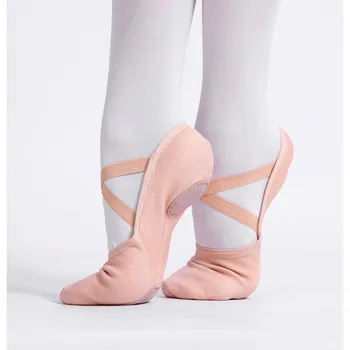 Балетные Танцевальные Туфли из эластичной ткани Для Взрослых с двумя Подошвами 