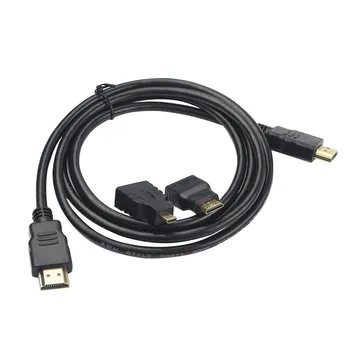 1,5-метровый HDMI-совместимый штекерный кабель с HDMI-совместимым разъемом для подключения к Mini / Micro HDMI-совместимому штекерному адаптеру Поддержка 3D Ethernet