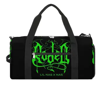 Спортивная сумка Lil Nas X Rodeo Спортивная сумка Аксессуары для спортзала Альбом Word Green Music Крутая Уличная сумка с принтом Дорожная Тренировочная сумка для фитнеса