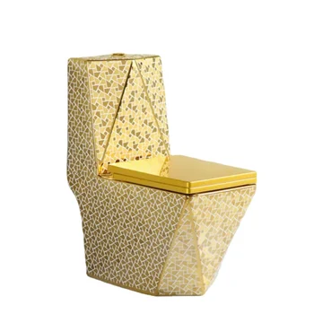 Бытовой сифон двойного смыва в европейском стиле, современный роскошный керамический встроенный бриллиантовый золотой туалет для ванной комнаты