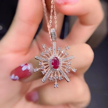 MeiBaPJ, Модное роскошное ожерелье с натуральным рубином, натуральное серебро 925 пробы, Красный камень, изысканные свадебные украшения для женщин