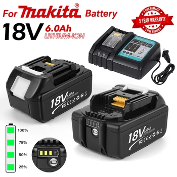 BL1850B Оригинальные Аккумуляторы Для Электроинструмента Makita 18V Battery BL1830 BL1850 BL1860 LXT400 DC18RC Аккумуляторная Батарея 6000 мАч