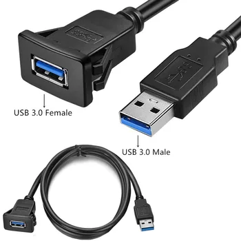 1 м/2 м USB Разъем Кабель USB3.0 Авто Заподлицо с Креплением от Мужчины к Женщине Удлинитель Приборной панели Квадратный USB-кабель для Мотоцикла