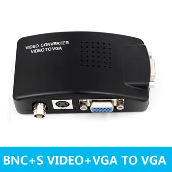 Адаптер-конвертер S-Video/BNC VGA в VGA-видео для ПК с BNC + 4-контактным разъемом S-Video Черного цвета