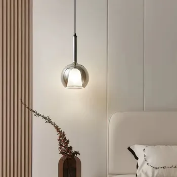 Современный светодиодный стеклянный подвесной светильник Дымчато-серого цвета с 3 головками, прикроватный подвесной светильник для кабинета, Светильник для гостиной, Спальни, домашние светильники