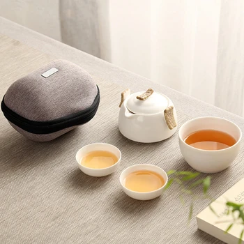 Китайский Керамический Чайник Gaiwan Tea Cup 1 Чайник 3 Чашки Чайные Наборы Портативные Дорожные Чайные Наборы Посуда Для Напитков