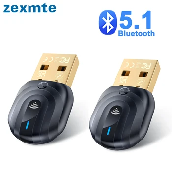 Zexmte USB Bluetooth 5.1 5.0 Набор адаптеров Bluetooth Dongle Передатчик Приемник для клавиатуры Беспроводная мышь Музыкальный Аудио Адаптатор