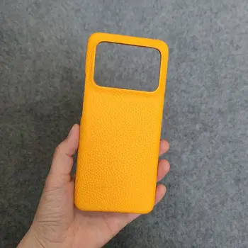Для Xiaomi Mi 11Ultra чехол роскошный материал из коровьей кожи Ручной работы, твердая обложка желтого цвета
