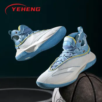 Высококачественная мужская баскетбольная обувь с высоким берцем на шнуровке, спортивная, фрикционная, звуконепроницаемая баскетбольная обувь, Дышащие детские кроссовки Унисекс