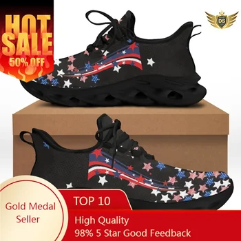 Дизайн американского флага Спортивная обувь для женщин Женские Кроссовки для бега на плоской подошве Легкие сетчатые кроссовки для женской обуви 