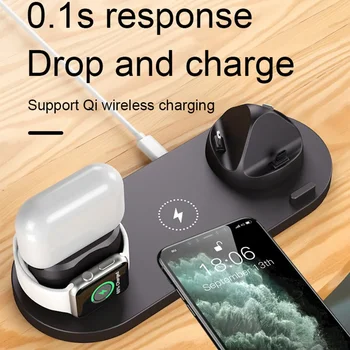 в 1 10 Вт Беспроводное Зарядное Устройство Док-станция Qi Индукционная Подставка Быстрый Магнитный Зарядный Держатель Для iPhone 13 Pro Max Airpods 3 iWatch
