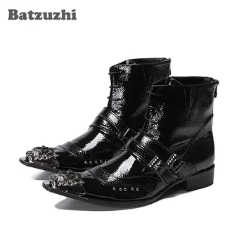Batzuzhi/Модные Мужские ботинки, Ковбойские ботинки в западном стиле, Мужские Мотоциклетные и вечерние ботинки с металлическим наконечником, Botas Hombre, Большие Размеры US6-12