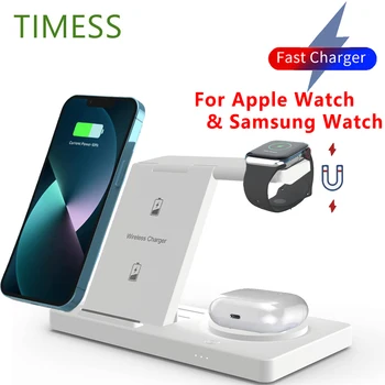 Беспроводные Зарядные устройства 3 в 1 Для iPhone 14 13 12 11 Airpods Pro Apple Watch/Samsung S23 S22 Galaxy Watch QI Станция быстрой зарядки