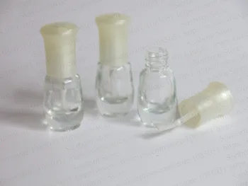 300x3 мл, бутылочка для ногтей из прозрачного стекла, 3 куб. см, маленькая стеклянная бутылочка с натуральной щеткой, оптовая продажа