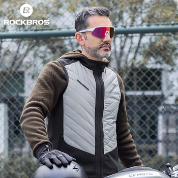 ROCKBROS, Зимняя Мотоциклетная куртка с подогревом, Теплый жилет для Велоспорта, Мужская Велосипедная одежда, стираемая с помощью USB, Дорожный Велосипедный жилет