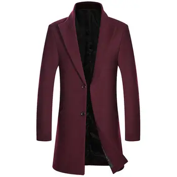 Новое поступление, Осенне-Зимние Шерстяные пальто Для Мужчин, Утолщение 40% Шерсти, Повседневное Однобортное Мужское пальто высокого качества, размер M-3XL