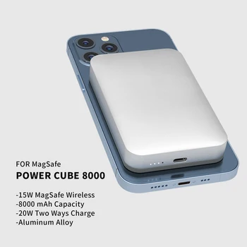 MIPOW POWER CUBE 8000 для MagSafe iPhone 14/13/12 Max Беспроводное портативное зарядное устройство Магнитный алюминиевый блок питания