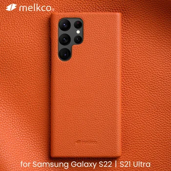 Melkco Премиум Чехол Из натуральной Кожи Для Samsung Galaxy S22 Ultra 21 Plus + 5G Чехлы роскошные Модные Коровьи Деловые Чехлы Для Телефона