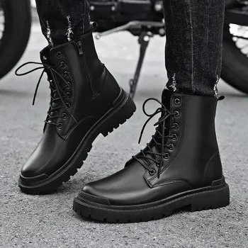 Британские ботинки Martens, Мужские рабочие ботинки с высоким берцем, мотоциклетные ботинки, Мужские ковбойские сапоги по щиколотку, мужская износостойкая обувь для мужчин