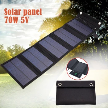70 Вт Солнечная панель Складная 5 В USB Зарядное устройство для солнечных батарей Складная Водонепроницаемая Солнечная панель Наружное зарядное устройство для мобильных устройств