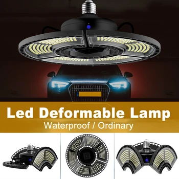 E27 Светодиодный Гаражный светильник UFO High Bay Lamp 220 В, Деформируемая лампа 60 Вт, 80 Вт, 100 Вт, 120 Вт Для освещения склада, мастерской, светодиодные потолочные светильники