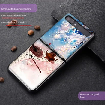 Для Samsung Galaxy Z Флип 3-5 Г Чехол Z Flip3 Кожаный ПК Мягкая Противоударная Задняя Крышка Чехол Для Телефона Пейзаж, Написанный Маслом