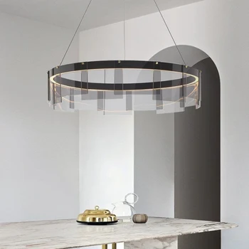 Минималистичная круглая люстра для столовой Современная минималистичная лампа для гостиной Креативная стеклянная люстра скандинавского дизайнера
