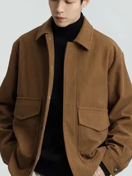 Куртка 2023, Весенне-осеннее мужское винтажное опрятное корейское пальто, Повседневная трендовая куртка-бомбер Cityboy