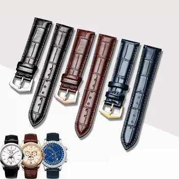 Для Patek Philippe ремешок для часов из натуральной кожи верхний слой кожи PP пряжка механические мужские часы аксессуар ремешок 22 мм