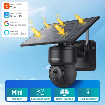 INQMEGA Wifi Солнечная камера со встроенной батареей на солнечной панели PIR Обнаружение движения человека с поддержкой TUYA Alexa И Google Ho