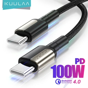KUULAA USB Type C-USB C Кабель для Samsung Galaxy S9 PD 100 Вт Кабель для быстрого зарядного устройства для Macbook Поддержка Быстрой Зарядки 4,0 USB-шнур