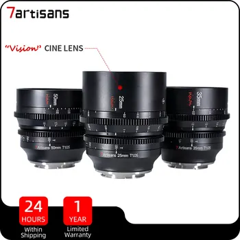 Кинообъектив 7artisans 25 мм 35 мм 50 мм T1.05 Vision для Canon RF Fuji X Sony E M4/3 Panasonic L Mount APS-C Camera Lente