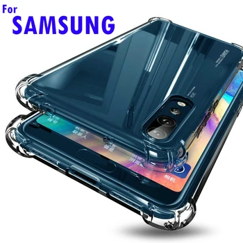 S7 S8 S9 S10Plus Антидетонационный Силиконовый Прозрачный Чехол Для телефона Samsung Galaxy S22Ultra S20FE A51 A71 Note8 Note9 A20 A50 A70 A11 A21S