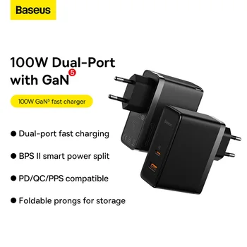 Baseus 100 Вт GaN 5 Pro USB Зарядное устройство PD Quick Charge 3,0 QC4.0 USB-C Type C Зарядное Устройство для Быстрой зарядки iPhone 14 Xiaomi POCO MacBook