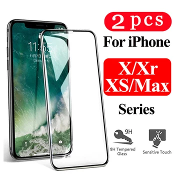 2 шт., полное покрытие из закаленного стекла для iphone 11 pro XR X XS MAX, защита экрана телефона, Защитная пленка на стекло смартфона