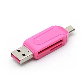 1 шт. Кард-ридер 2-в-1 USB-Устройство для чтения карт памяти Micro USB OTG-USB Адаптер SD/TF Кард-ридер Разного цвета