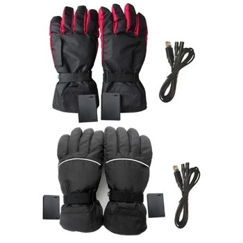Перчатки с подогревом для мужчин и женщин, мотоциклетные перчатки с подогревом, водонепроницаемые перчатки с подогревом сенсорного экрана для пеших прогулок, сноубординга LX0E