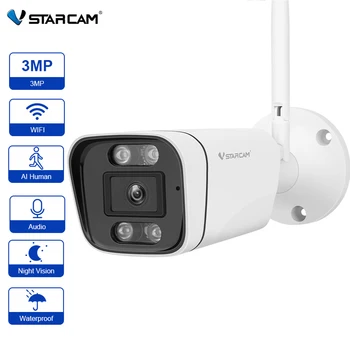 Беспроводная камера WiFi Bullet 3MP Cam Для Наружного видеонаблюдения 1080P, Водонепроницаемое Видео Безопасности, Автоматическое Отслеживание Ночного видения CCTV Ptz Cam