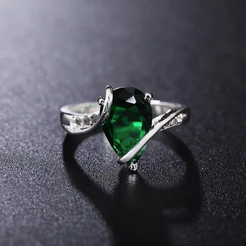 Красивые кольца с капельками воды из стерлингового серебра 925 пробы с зеленым кристаллом Для женщин, размер 7 8, Модные Рождественские подарки, ювелирные изделия для помолвки