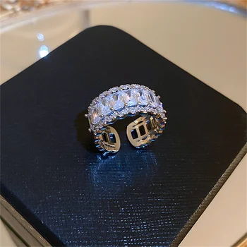 Роскошные хрустальные кольца FYUAN для женщин 2022, Открытые Регулируемые Геометрические Кольца с Цирконием, Свадебные украшения, подарки