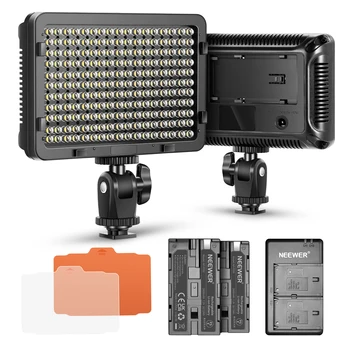 Neewer Dimmable 176 Светодиодный видеосветильник с литий-ионным аккумулятором емкостью 2600 мАч и двойным USB-зарядным устройством для Canon, Nikon