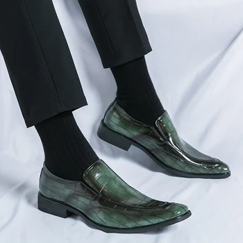 Новые Черные мужские лоферы, зеленые Слипоны, Модная мужская официальная обувь ручной работы с круглым носком, Размер 37-45, мужская обувь