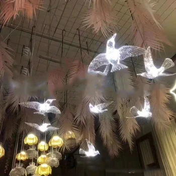 Современная Свадебная лампа LED Внутренний Пейзаж Летающие птицы для домашней атмосферы Вечерние Сценические Акриловые Световые украшения