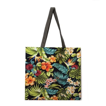 Тропическое растение льняная хозяйственная сумка женская сумка через плечо складная хозяйственная сумка пляжная сумка-тоут сумочка
