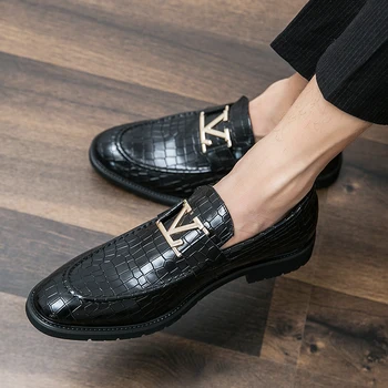 Новые черные лоферы, мужская обувь из искусственной кожи, деловая коричневая дышащая однотонная обувь без застежки ручной работы, Бесплатная доставка, Размер 38-48